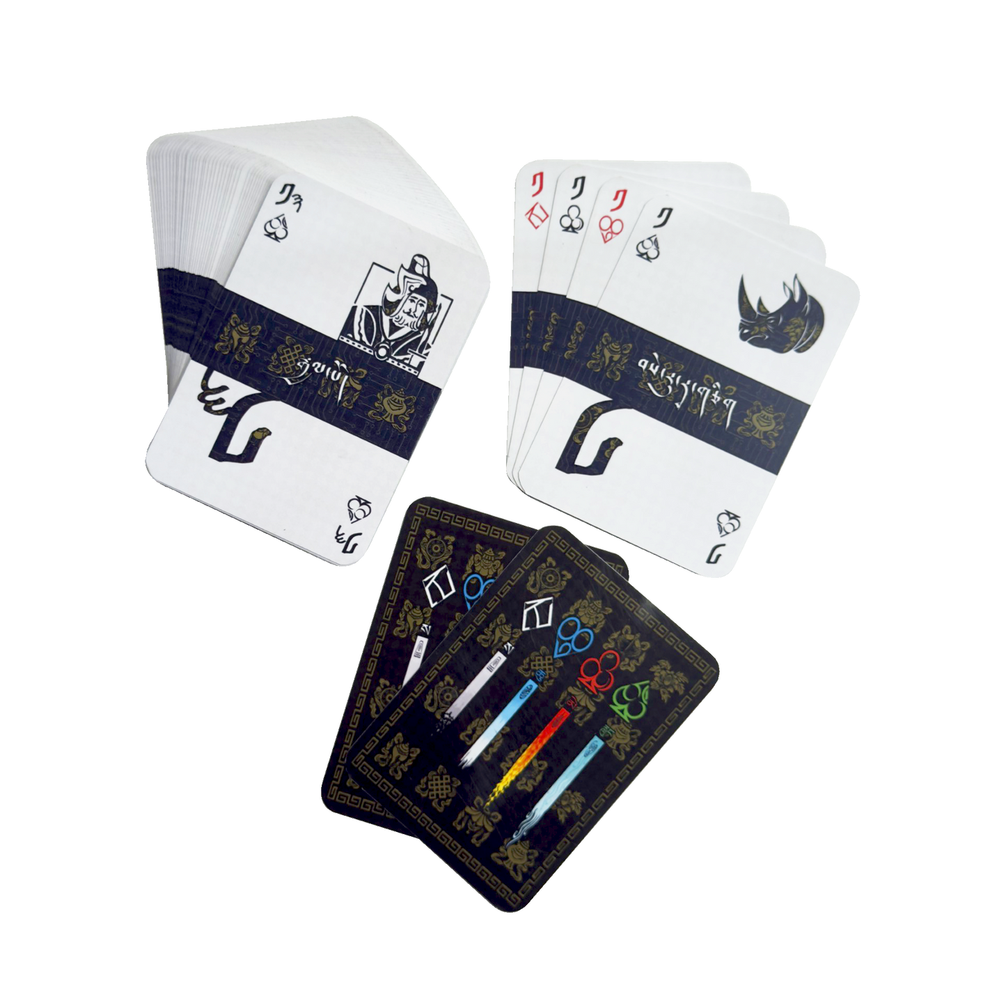 Four elements playing cards in Tibetan