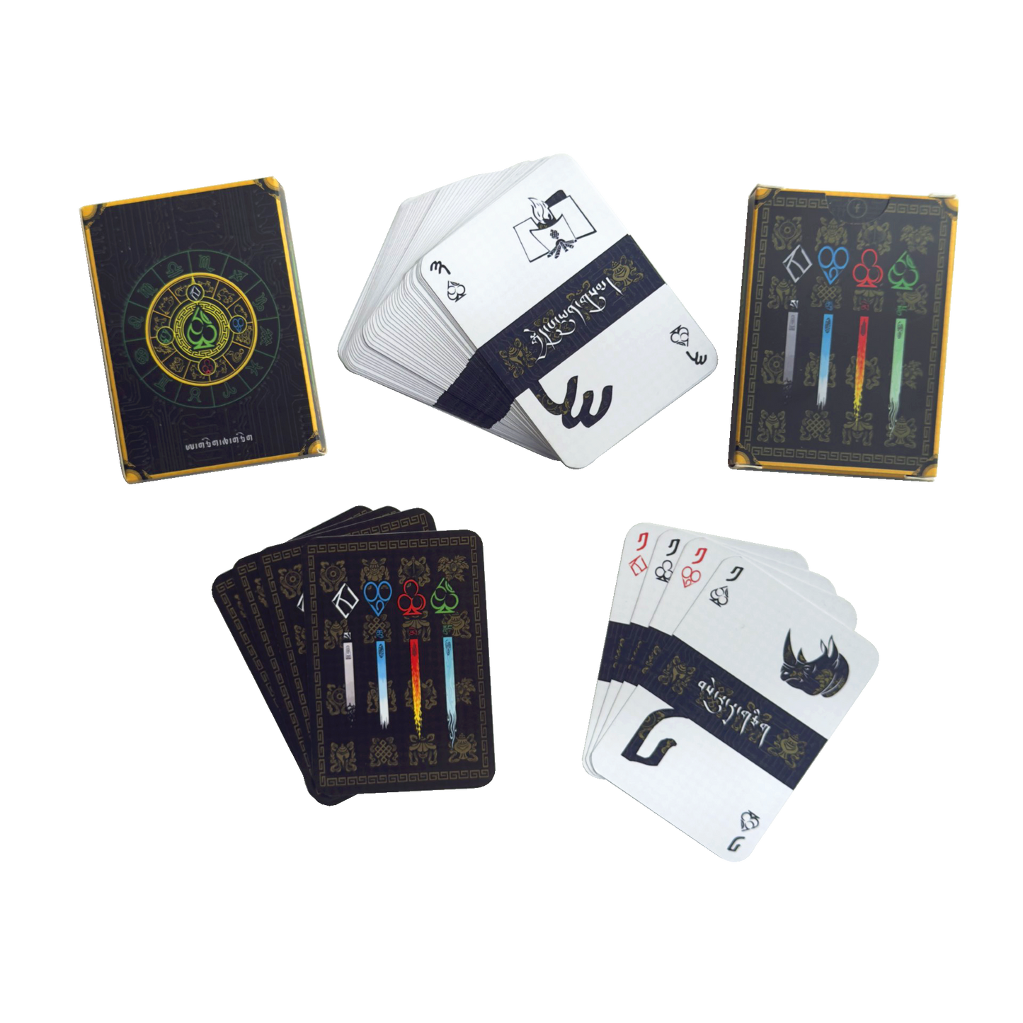 Four elements playing cards in Tibetan