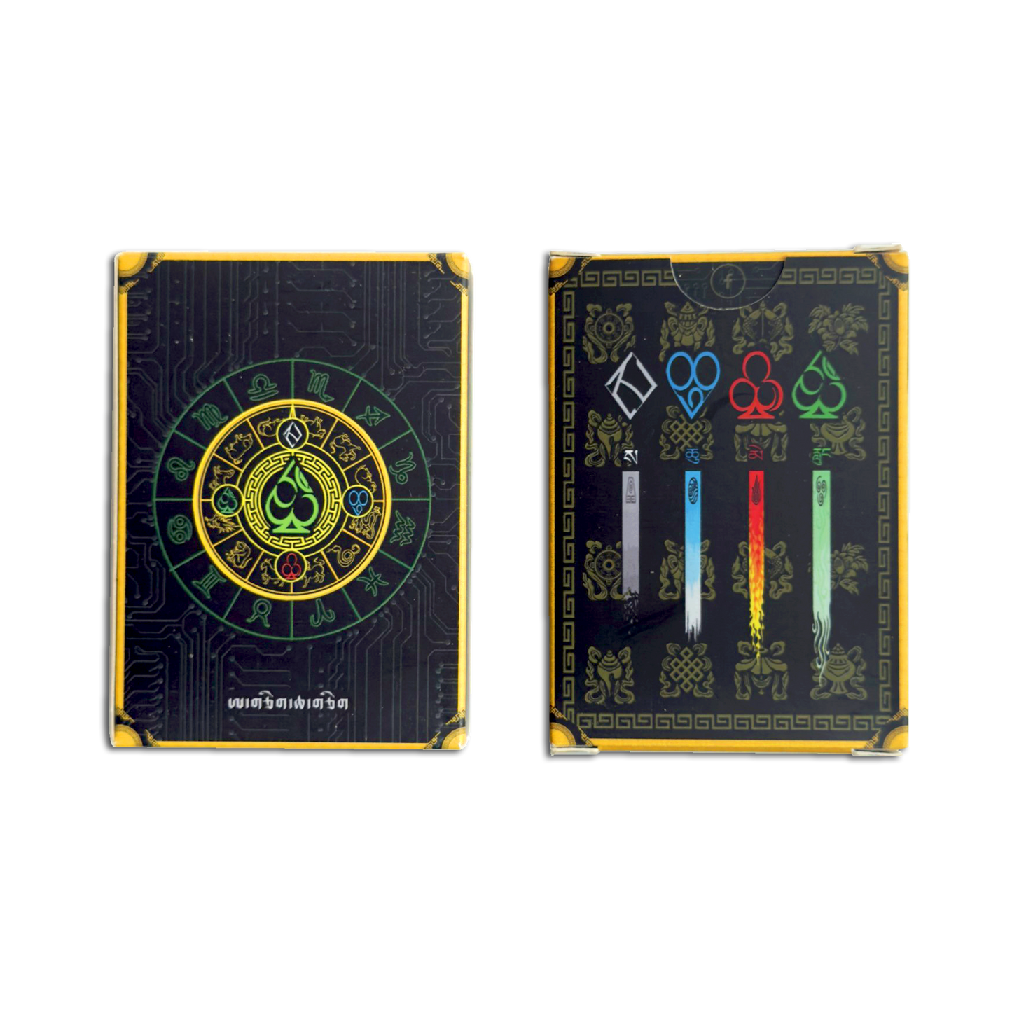 Four elements playing cards in Tibetan