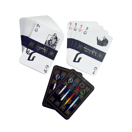 Four elements playing cards in Tibetan